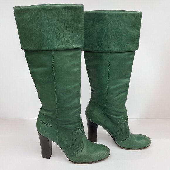 Vintage Y2K Miss Sixty Tall Green Boots | Leather | Size 40 - Picture 2 of 9